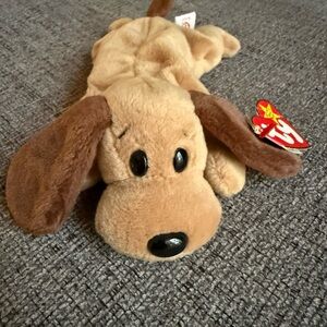 Original Ty Beanie Baby Bones - Brown and Tan Plush Dog Toy with Floppy Ears